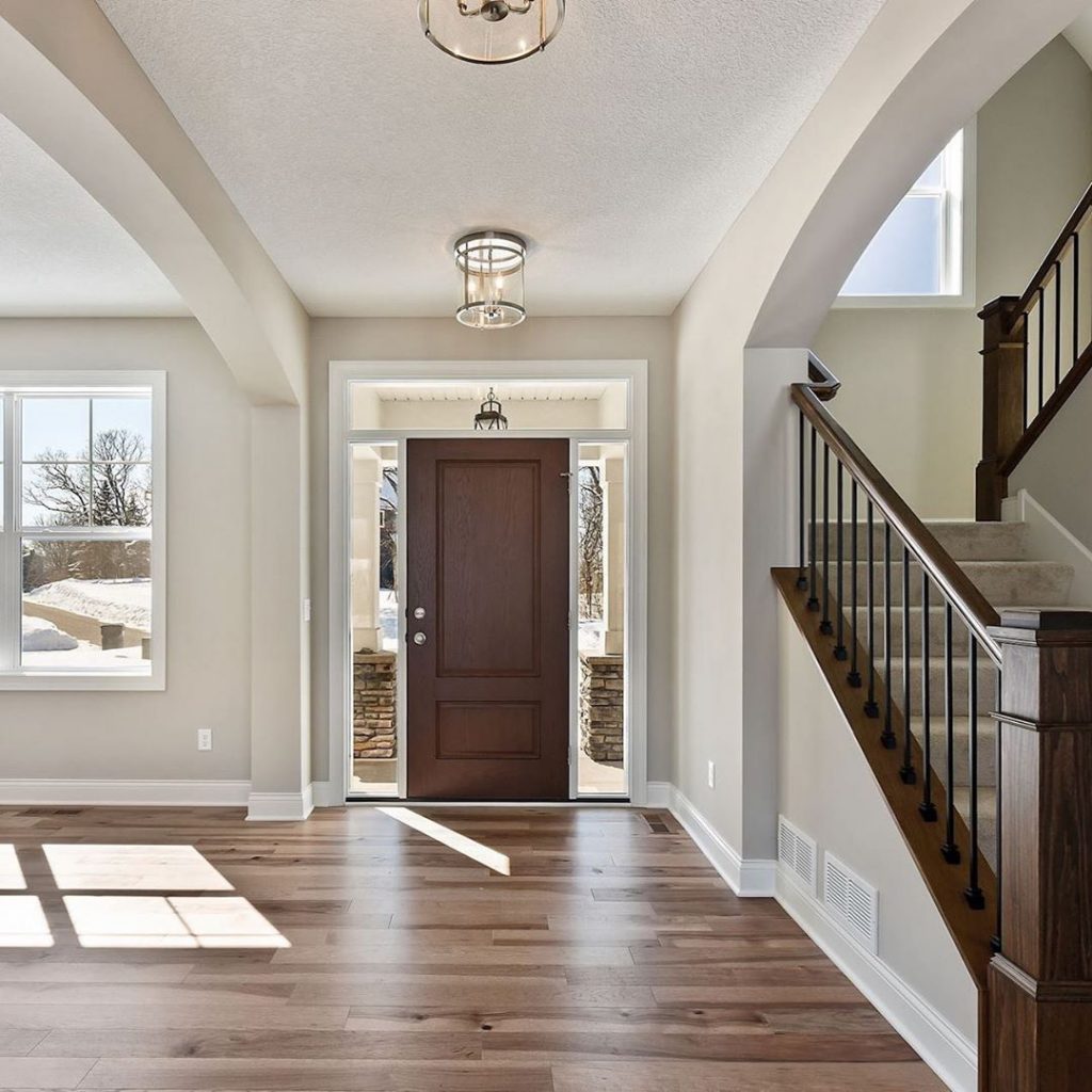 Neutral paint color ideas 2020 foyer entrance staircase