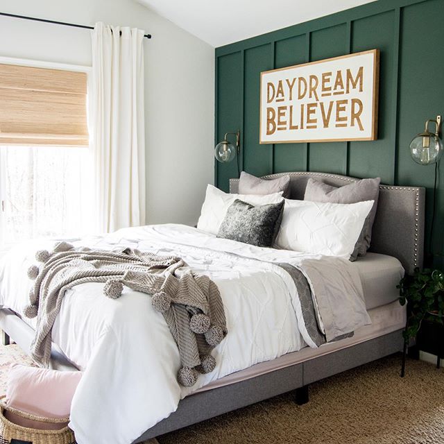 Bedroom decor with green paint from Magnolia Regal Leaf