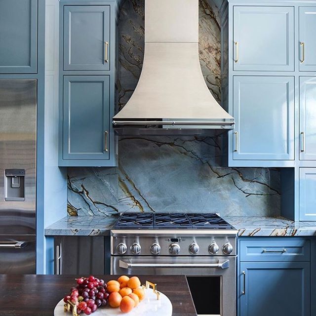 Blue Deep Quartzite kitchen splashback