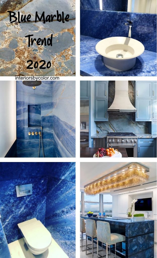 Blue marble trend 2020 interior design