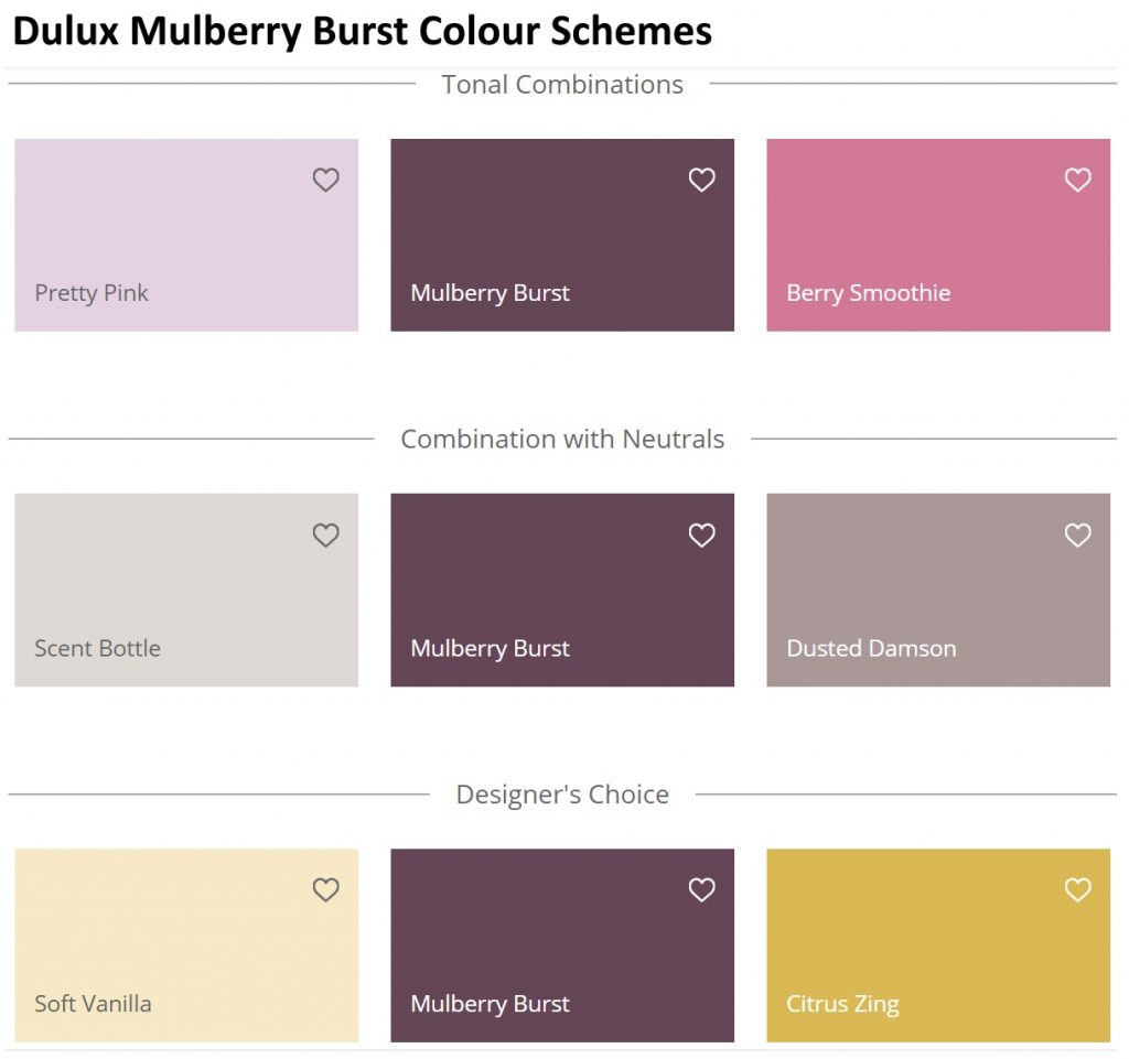 Dulux Mulberry Burst Color Schemes