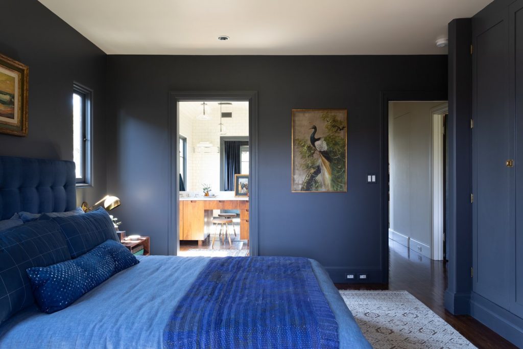  French Beret from Benjamin Moore painted blue bedroom