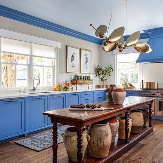 Kitchen painted in Benjamin Moore Dragon Blue