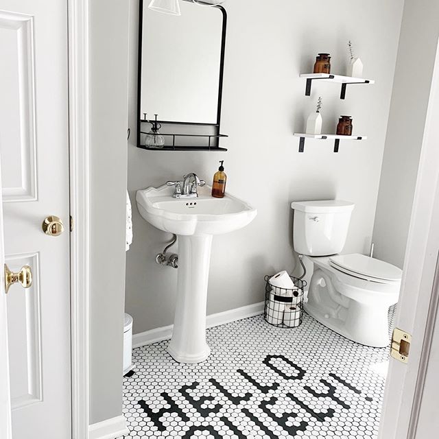 Sherwin Williams Mindful Gray Bathroom 2020 trend