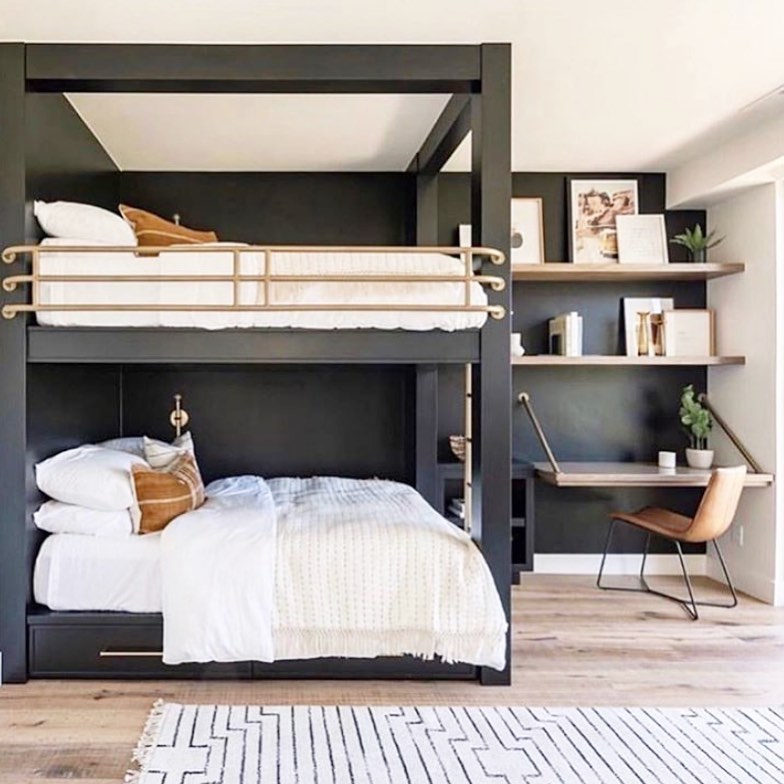 Bunk beds with charcoal walls