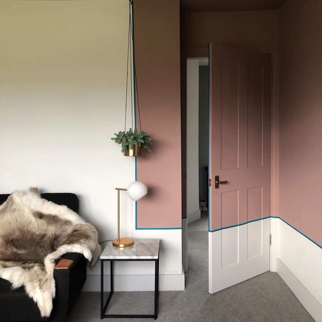 Farrow & Ball Sulking Room Pink color blocking