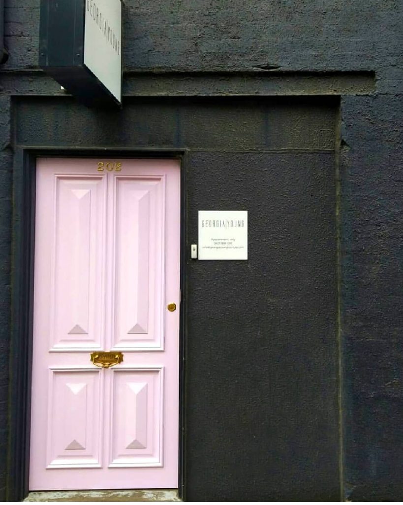 Porter's Paints Mademoiselle pink painted door