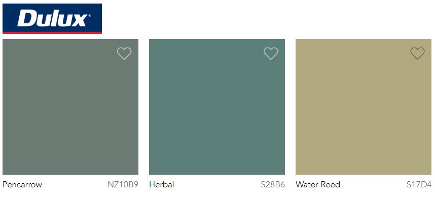 Dulux Paint Trend 2020 Green, Pencarrow, Herbal and Water Reed