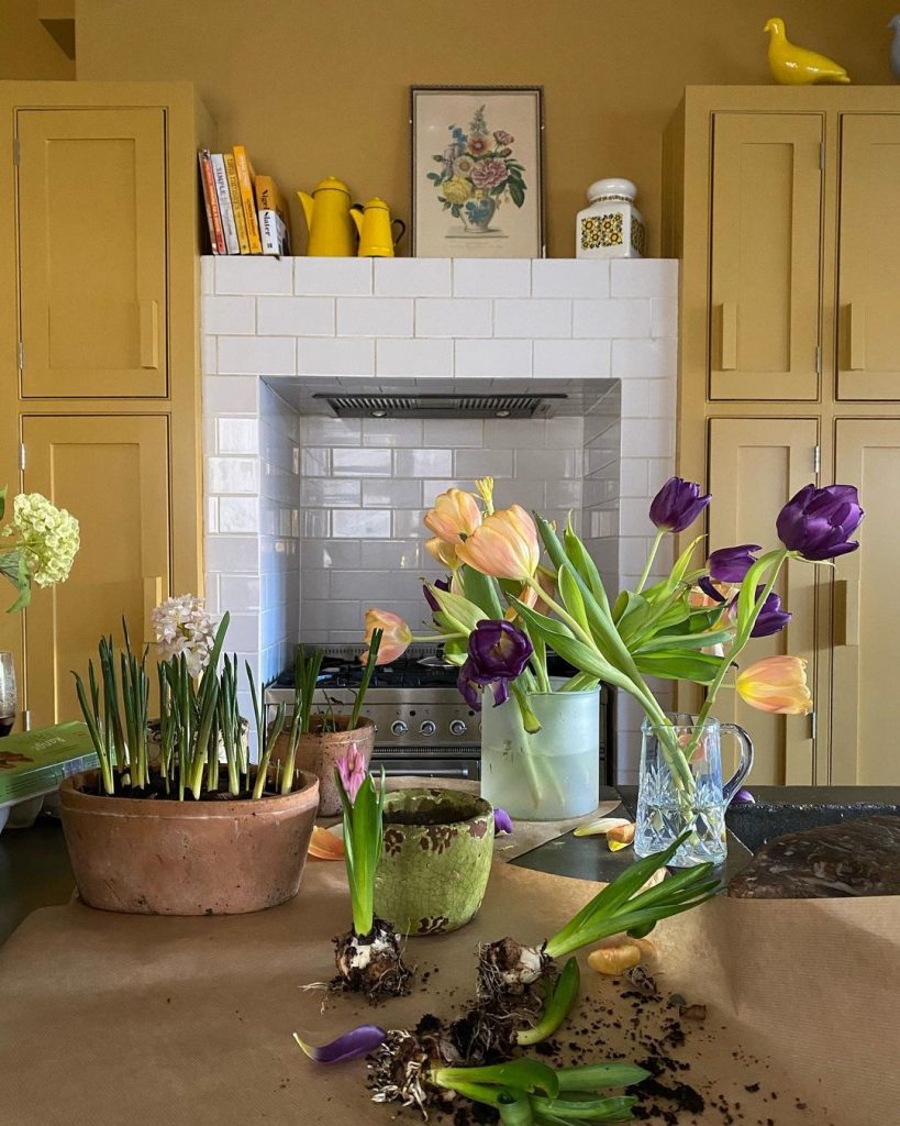 Farrow & Ball India Yellow Kitchen Cabinets and Walls