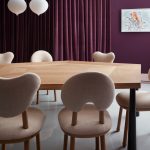 Modern Dining in Neutrals and Purple