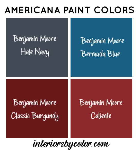 Americana paint color scheme benjamin moore paints hale navy bermuda burgundy caliente