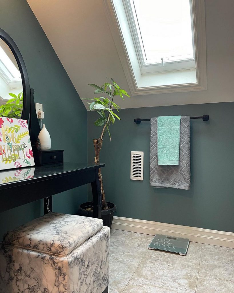 Benjamin Moore Aegean Teal bathroom