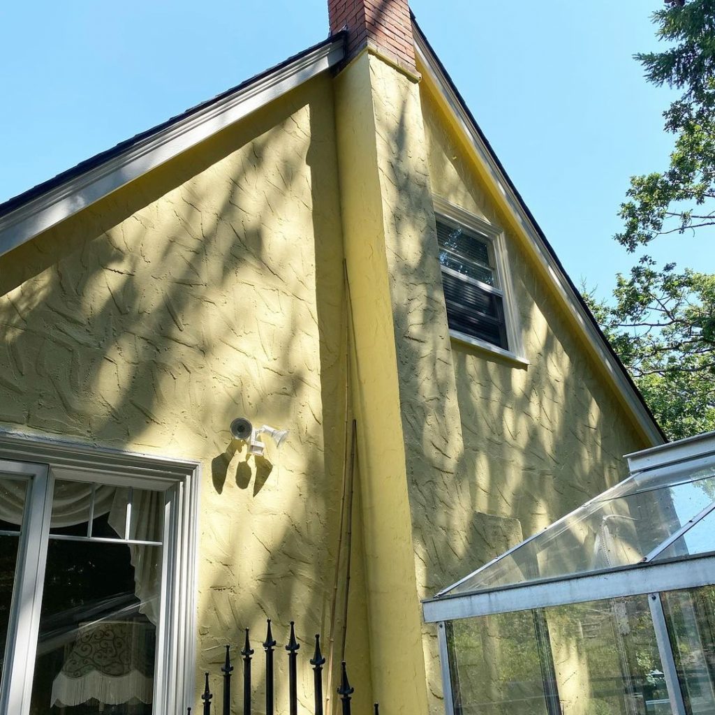 Benjamin Moore Hawthorne yellow painted exterior