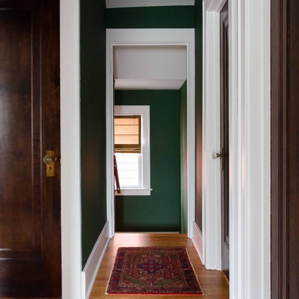 Benjamin Moore Peale Green hallway paint color