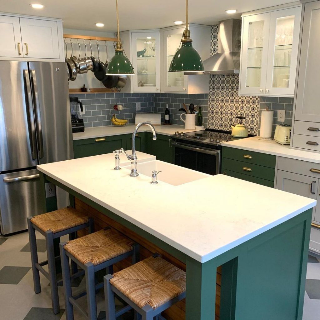 Benjamin Moore Peale Green kitchen island