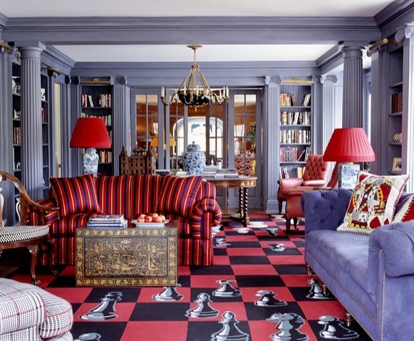 Blue and red gentlemans library