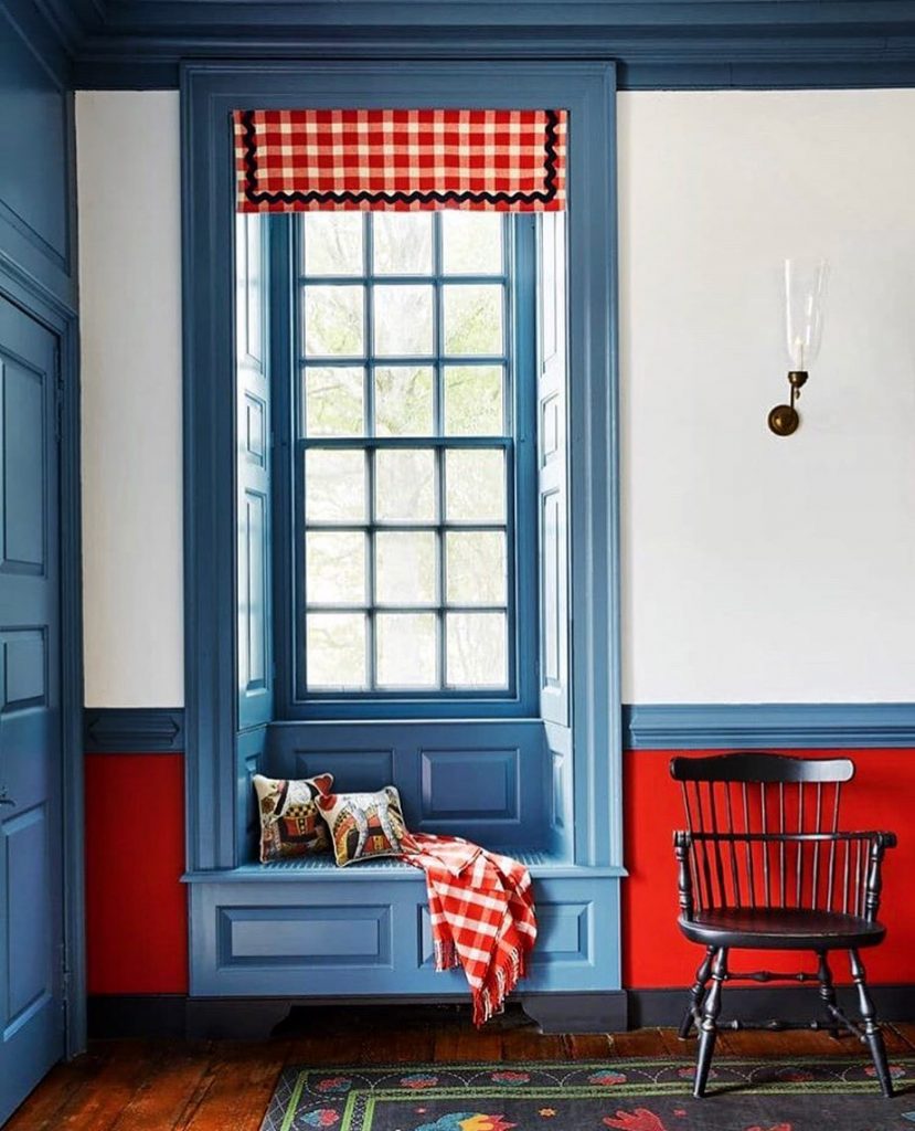Colonial style red and blue painting ideas