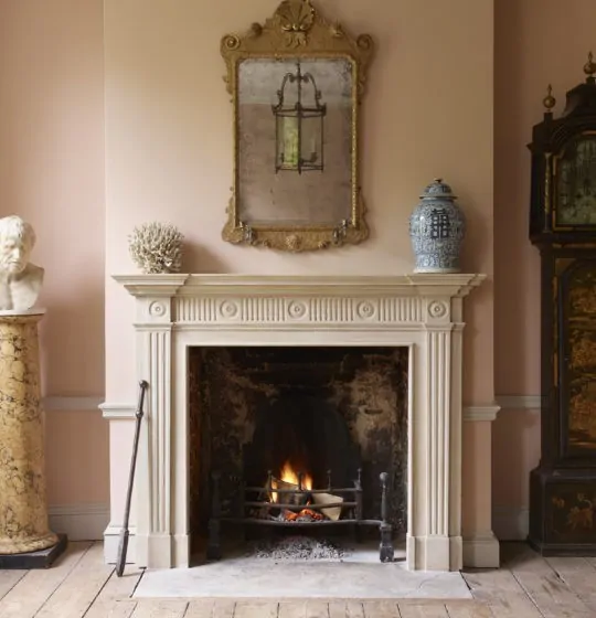 Edward Bulmer Paint Jonquil pink paint fireplace