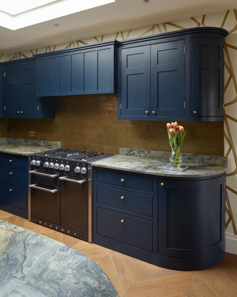 Little Greene Paint Basalt painted kitchen blue