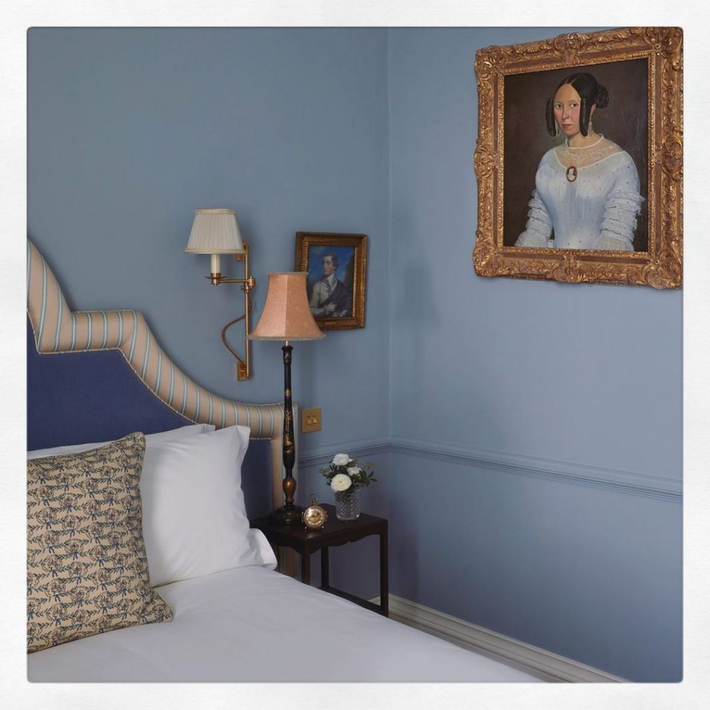 Little Greene Paint Bone China Blue bedroom walls