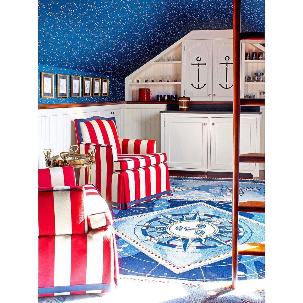 Stars and stripes nautical themed interior