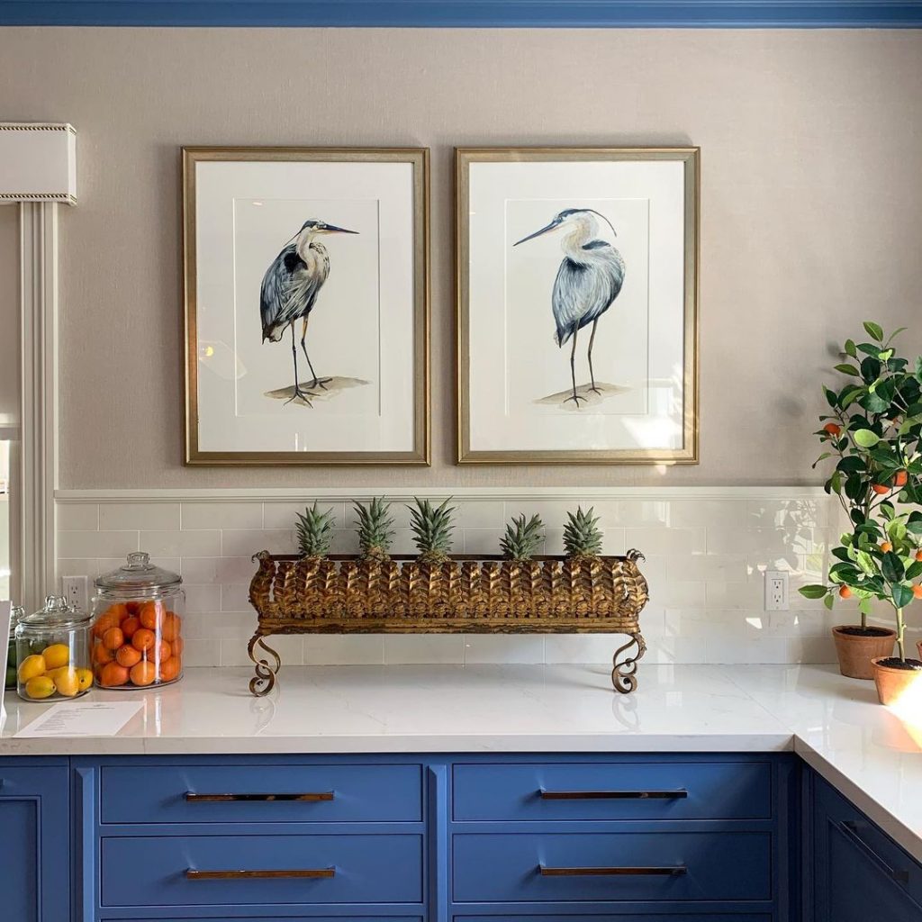 Benjamin Moore Blue Dragon painted kitchen cabinets