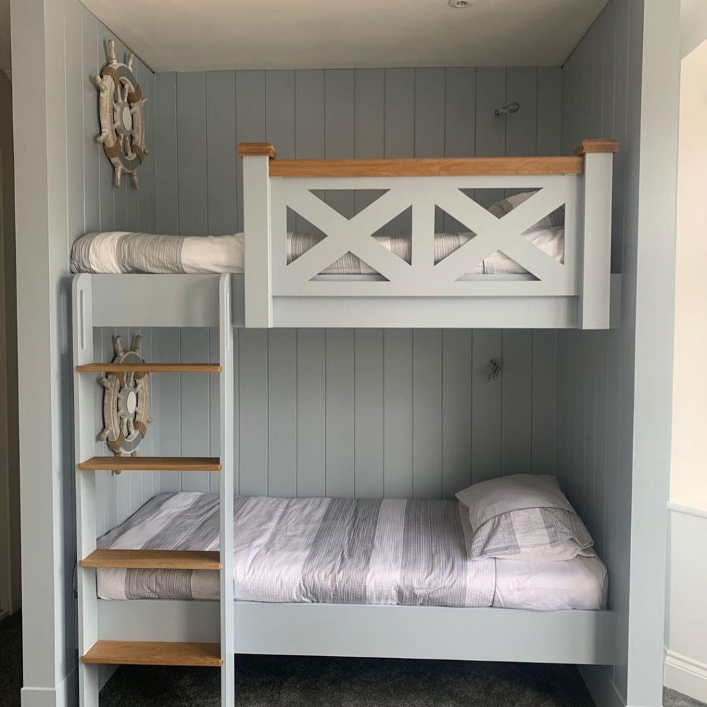 Farrow & Ball Parma Grey painted bunk bed