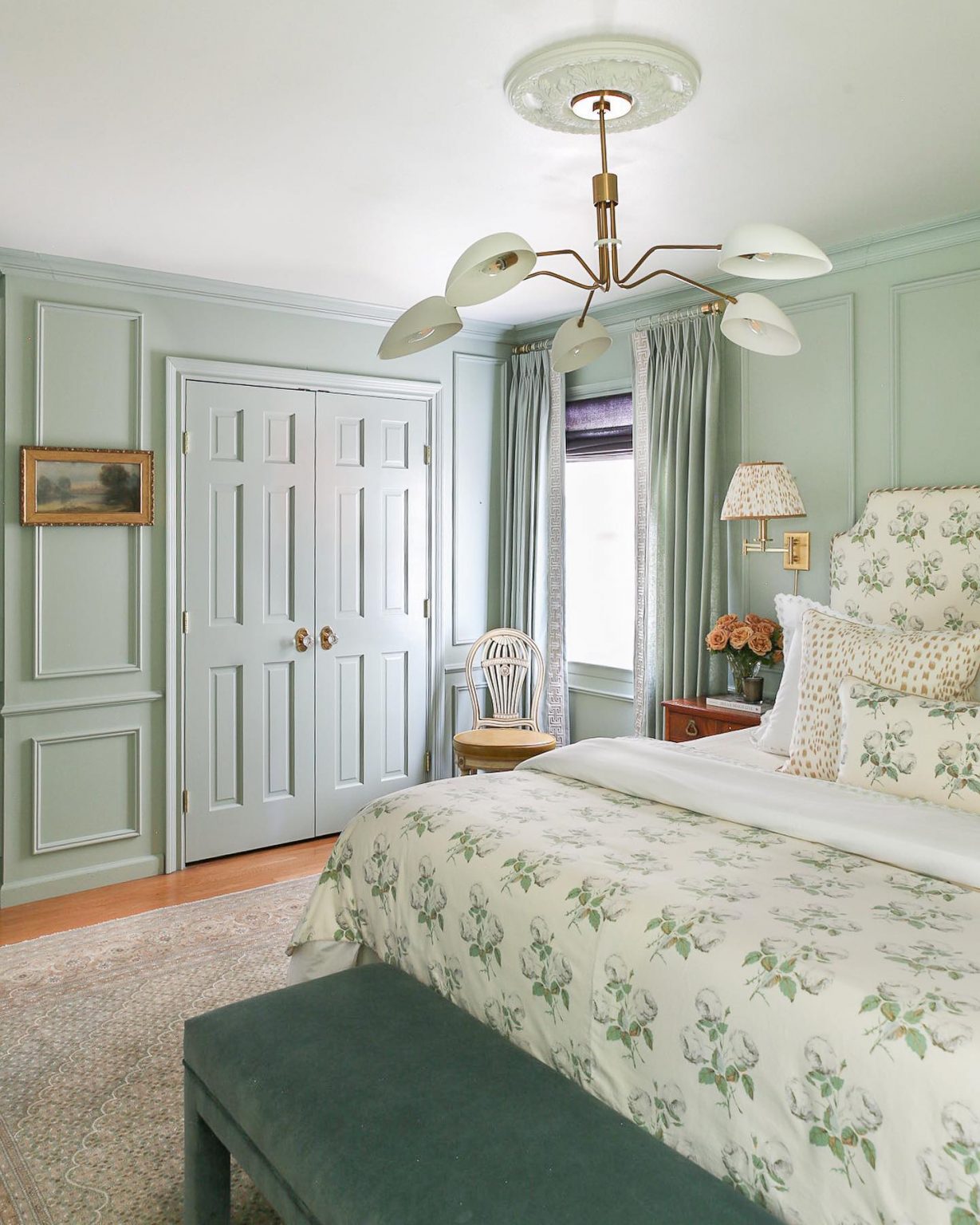 Benjamin-Moore-Antique-Jade-painted-bedroom - Interiors By Color