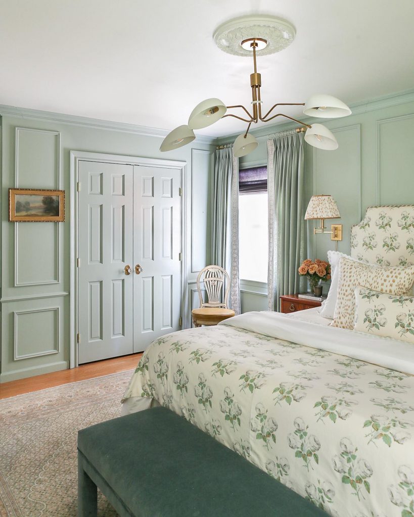 Benjamin Moore Antique Jade painted bedroom