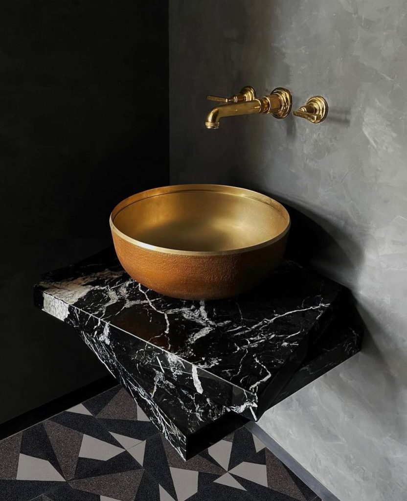 Brass Faucets and Marble - Design Trend 2022 Bathrooms