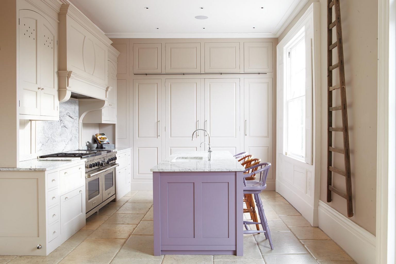 Farrow & Ball Brassica and Farrow & Ball Skimming Stone Kitchen