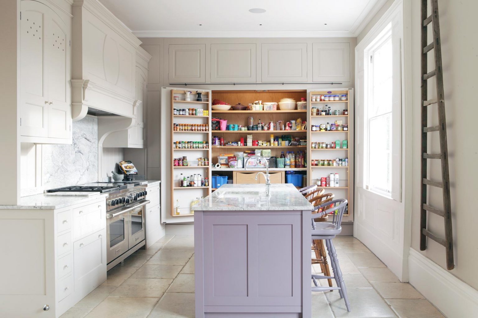 Farrow & Ball Brassica and Farrow & Ball Skimming Stone Kitchen