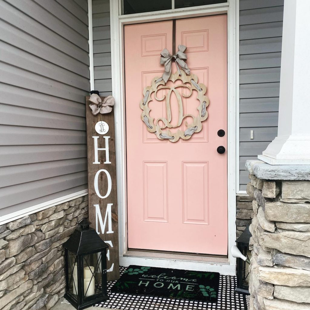 Sherwin Williams Rachel Pink paint color door