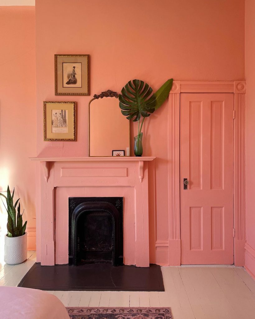 Sherwin Williams rachel pink fireplace paint color