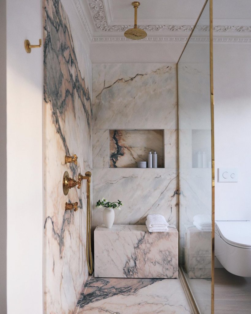 marble and brass bathroom trend 2022