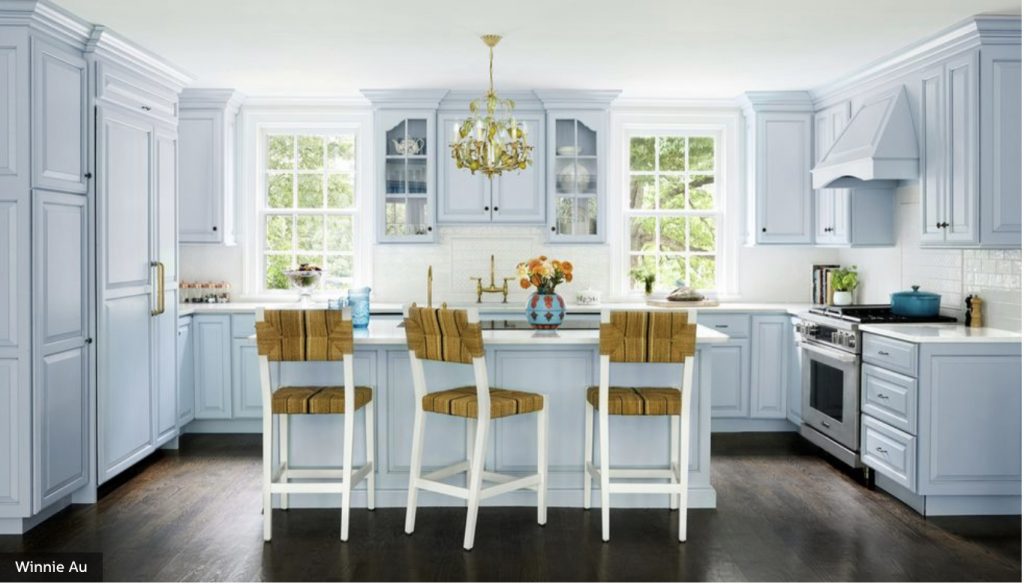 Benjamin Moore Lake Placid Paint Color for the Kitchen Cabinets