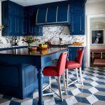 Cobalt Blue Painted Kitchen and Red Accents