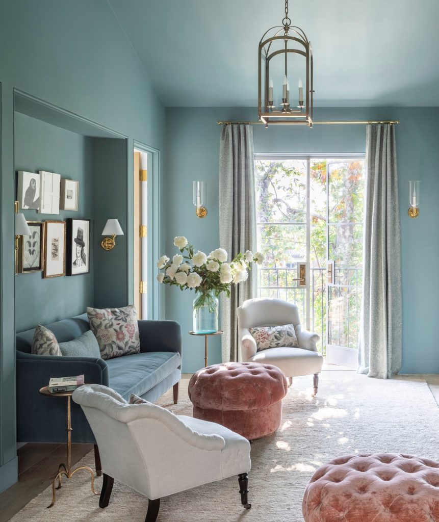 Living Room in Sherwin Williams Jasper Stone Blue