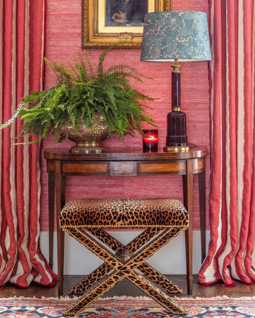 Red and Leopard Print Interior Design Idea glam