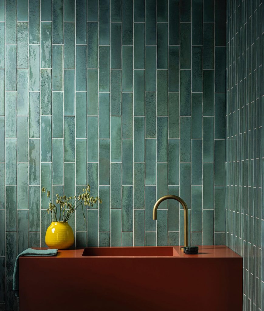 green and orange bathroom ideas