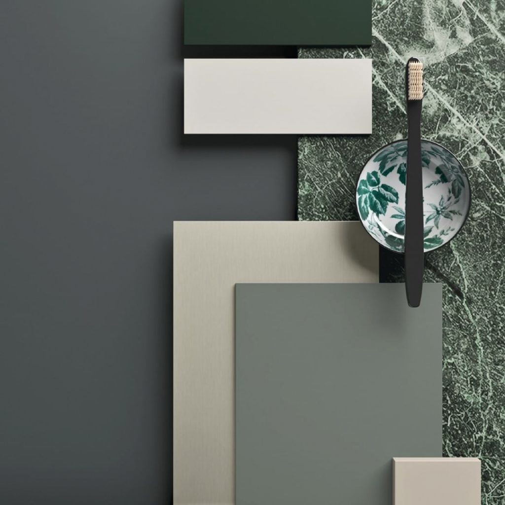 green bathroom tile moodboard