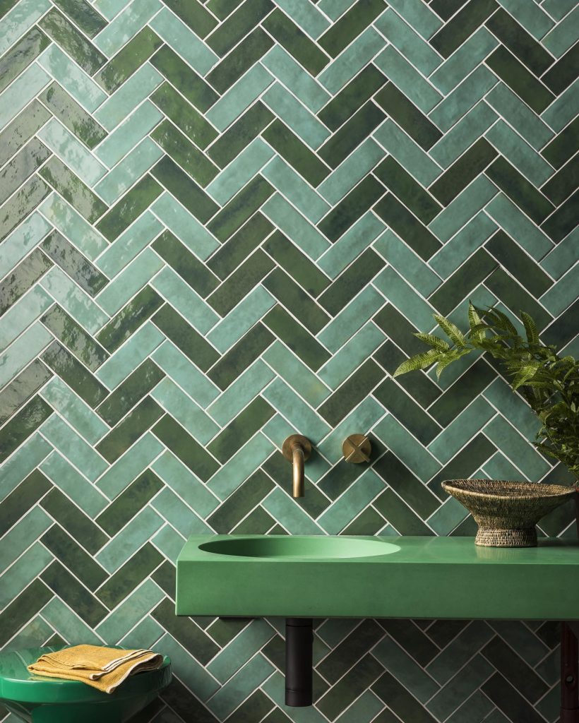 herringbone tiles light and dark