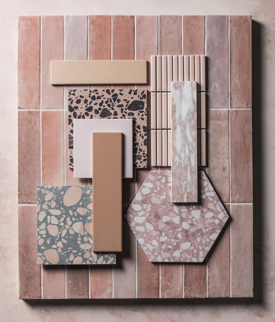 pink tiles ideas moodboard