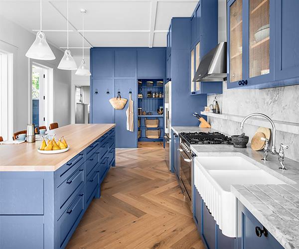Dulux Property blue painted kitchen