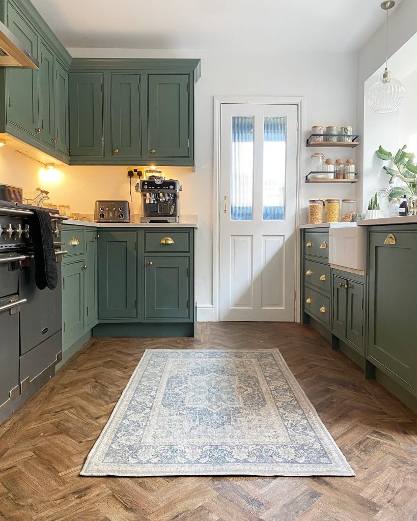 Edwardian Terrace Kitchen Reno Painted in Green smoke fb