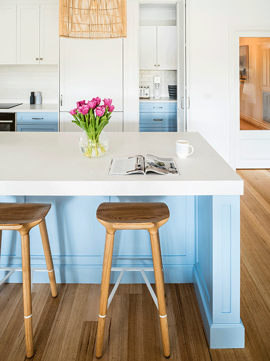 Pastel Blue Kitchen Cabinets Australia hamptons style
