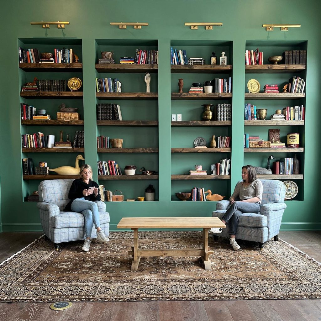Green Built in Book Shelves