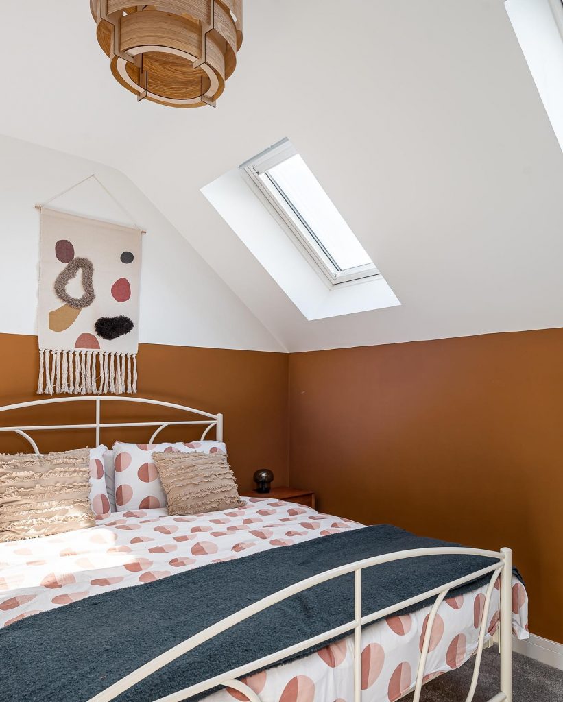 Orange Two Colour Combination for Bedroom Walls with white