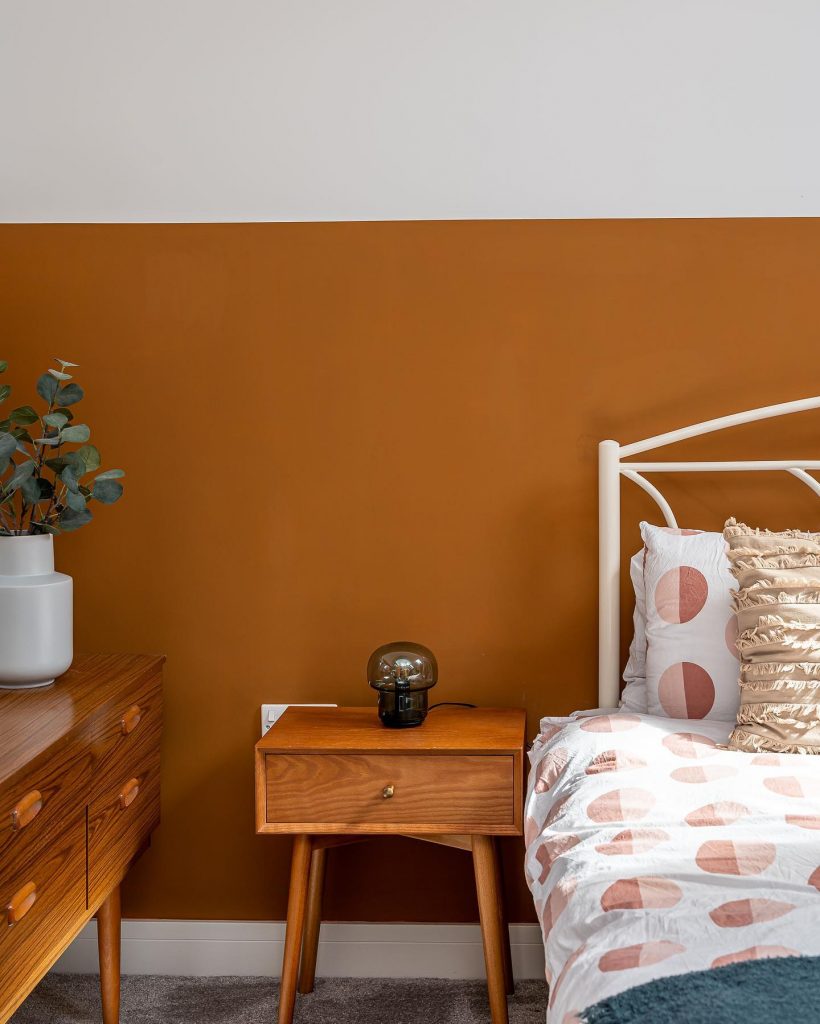 Orange Two Colour Combination for Bedroom Walls with white