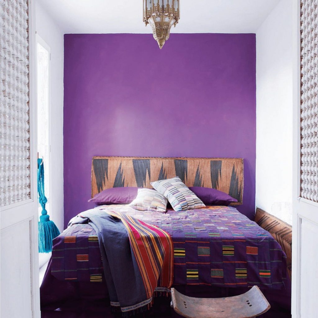 Purple two colour combination for bedroom walls bohemian